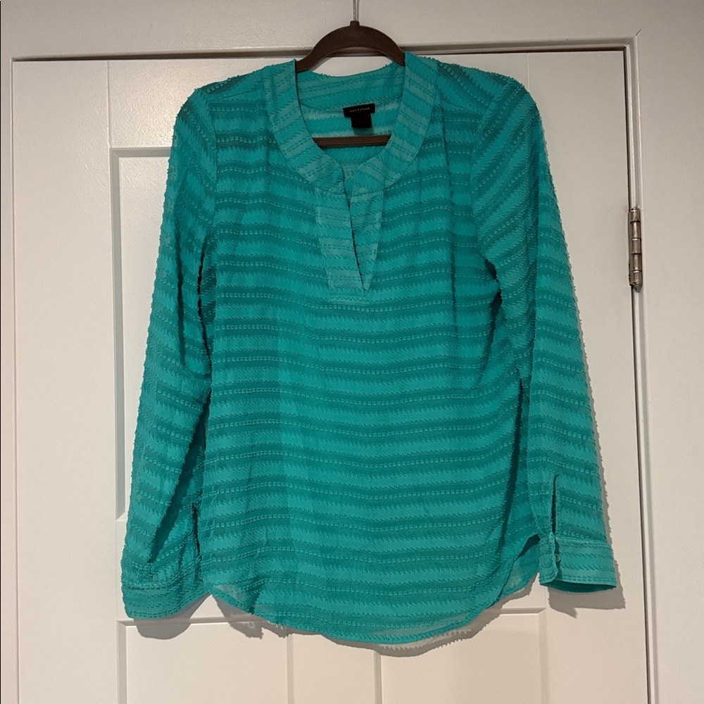 Ann Taylor Teal Popover blouse